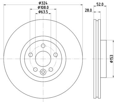 8DD355126661 Диск гальмівний PRO High Carbon; передн. HELLA підбір по vin на Brocar