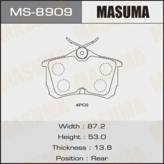 MS8909 Колодки тормозные задн HONDA CIVIC IX (08-16) (MS8909) MASUMA MASUMA підбір по vin на Brocar