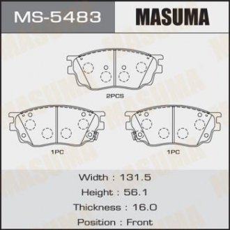 MS5483 Колодки тормозные передн Mazda 6 2002 - 2007 (MS5483) MASUMA MASUMA подбор по vin на Brocar