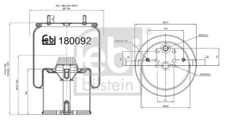 180092 Пневмоподушка FEBI BILSTEIN підбір по vin на Brocar