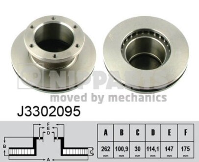 J3302095 Гальмівний диск NIPPARTS подбор по vin на Brocar