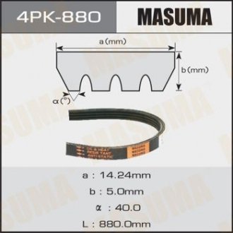 4PK880 Ремень поликлиновой 4PK- 880 (4PK880) MASUMA MASUMA підбір по vin на Brocar