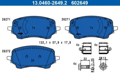 13046026492 Колодки гальмівні ATE подбор по vin на Brocar
