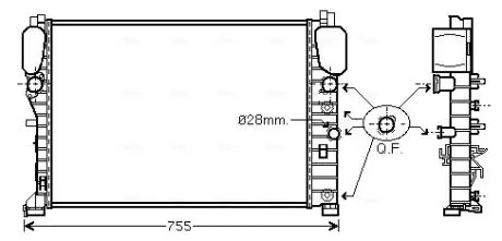 MSA2394 Радіатор Mercedes E211 200 komp 220-270 CDI MT/AT AC+/- AVA COOLING підбір по vin на Brocar