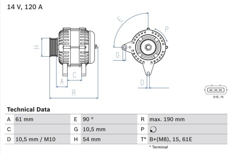 0986044841 Генератор BOSCH BOSCH підбір по vin на Brocar