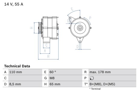 0986034220 Генератор BOSCH BOSCH підбір по vin на Brocar