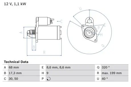 0986023660 Стартер BOSCH підбір по vin на Brocar
