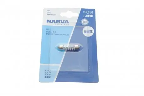 181714000 Лампа світлодіодна LED FESTOON С5W Range Performance 0,6W SV8.5 (38мм) (вир-во Narva) NARVA підбір по vin на Brocar