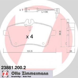 238812002 Колодки гальмівні дискові, комплект ZIMMERMANN підбір по vin на Brocar