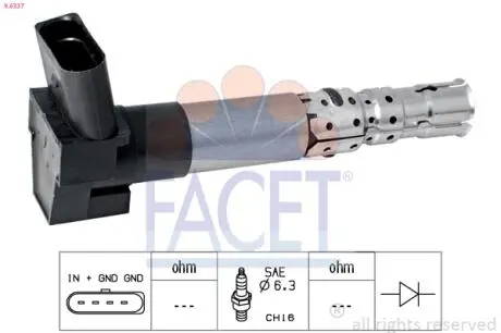 96337 Котушка запалювання FACET підбір по vin на Brocar