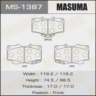 MS1387 Колодки гальмівні (MS-1387) MASUMA MASUMA підбір по vin на Brocar