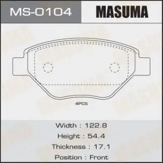MS0104 Колодки тормозные AN-4592K, P68031 передн RENAULT MEGANE II MASUMA подбор по vin на Brocar