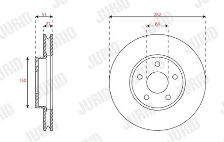 563663JC Диск гальмівний JURID підбір по vin на Brocar