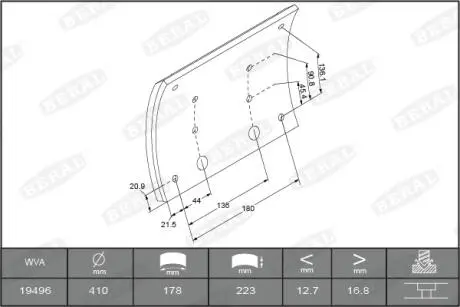 KBL1949611660 Накладки гальмівні WVA19496 необхідні заклепки: 8x18 64шт BERAL підбір по vin на Brocar