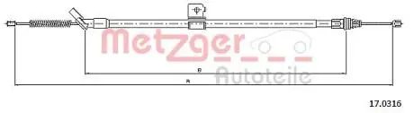 170316 Трос, стояночная тормозная система METZGER подбор по vin на Brocar