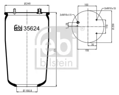 35624 Пневмоподушка підвіски без поршня FEBI BILSTEIN підбір по vin на Brocar