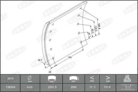 KBL1909401660 Накладки гальмівні WVA19094 BERAL підбір по vin на Brocar