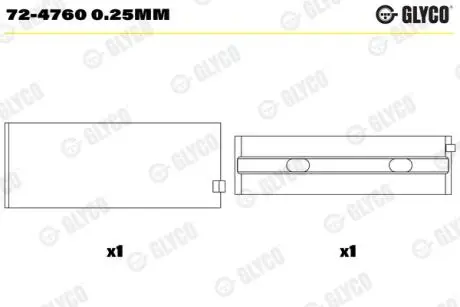 724760025MM Вкладиші корінні MB GLYCO підбір по vin на Brocar