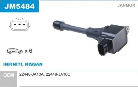 JM5484 Котушка запалювання JANMOR подбор по vin на Brocar
