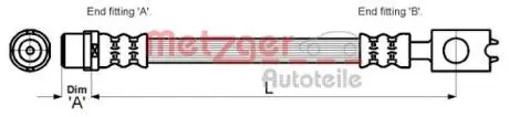 4110262 Тормозной шланг METZGER підбір по vin на Brocar