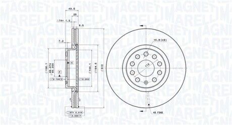 360406050601 Тормозной диск MAGNETI MARELLI подбор по vin на Brocar