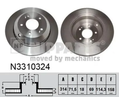 N3310324 Гальмівний диск NIPPARTS подбор по vin на Brocar