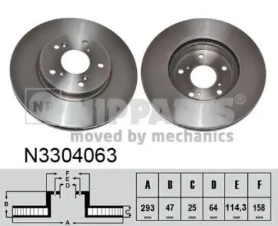 N3304063 Гальмівний диск NIPPARTS подбор по vin на Brocar