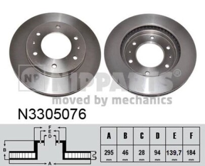 N3305076 Гальмівний диск NIPPARTS подбор по vin на Brocar