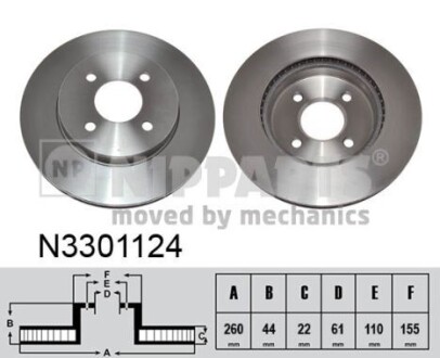 N3301124 Гальмівний диск NIPPARTS подбор по vin на Brocar