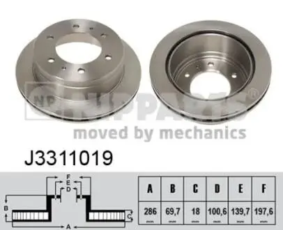 J3311019 Гальмівний диск NIPPARTS подбор по vin на Brocar