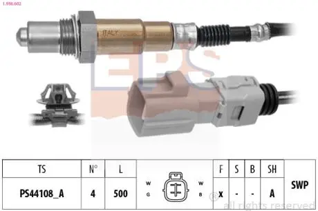 1998602 Лямбда-зонд (4 конт.) Toyota CH-R 1.2/1.8 16-/Corolla 1.6/1.8 19-/Highlander 3.5 19-/Prius 1.8 15- EPS подбор по vin на Brocar