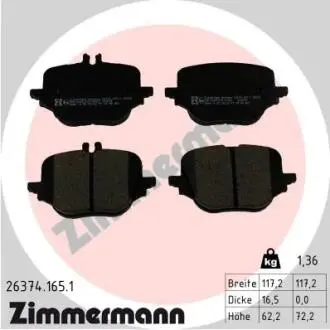 263741651 Колодки гальмівні дискові, к-кт ZIMMERMANN підбір по vin на Brocar