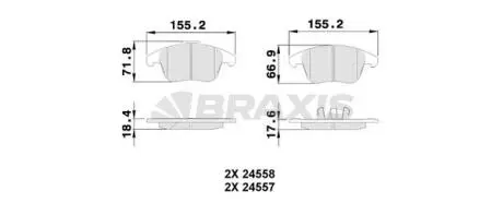AA0508 Гальмівні колодки комплект BRAXIS подбор по vin на Brocar