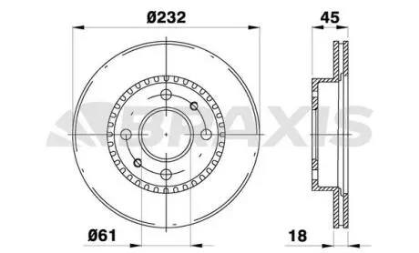 AE0655 Диск гальмівний BRAXIS підбір по vin на Brocar