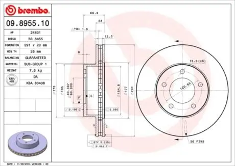 09895510 Гальмівний диск BREMBO підбір по vin на Brocar