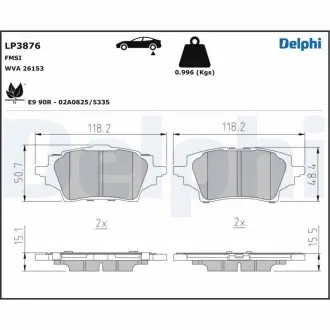LP3876 Гальмівні колодки, дискові DELPHI підбір по vin на Brocar