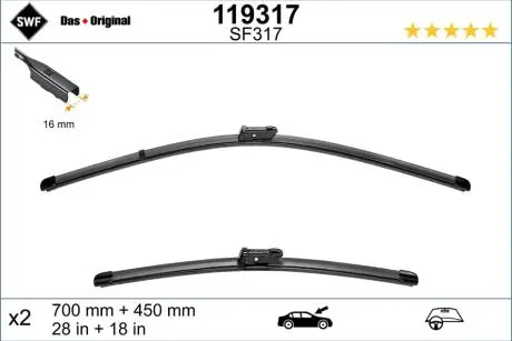 119317 Щітка склоочисника SWF підбір по vin на Brocar