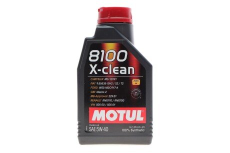 843411 Олива моторна 100% синтетична д/авто MOTUL 8100 X-Clean 5W40 1L MOTUL підбір по vin на Brocar