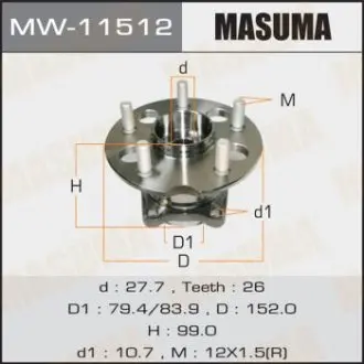 MW11512 Ступица колеса задн RAV4/ ACA21L MASUMA подбор по vin на Brocar