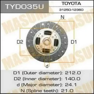 TYD035 Диск зчеплення (TYD035) MASUMA MASUMA підбір по vin на Brocar