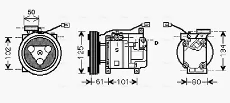 MZAK207 Компресор кондиціонера MAZDA 3 (2004-) (вир-во AVA) AVA COOLING підбір по vin на Brocar