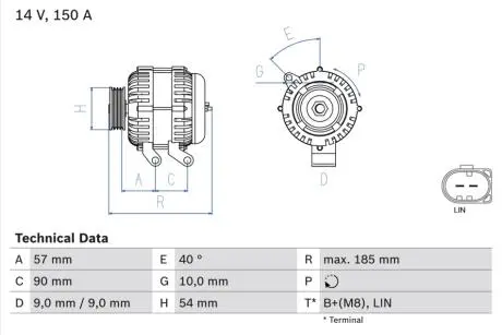 0986047930 Генератор BOSCH підбір по vin на Brocar
