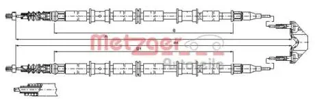 115864 Трос, стояночная тормозная система METZGER підбір по vin на Brocar
