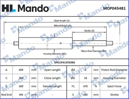 MOP045481 Амортизатор багажника MANDO підбір по vin на Brocar