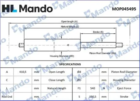 MOP045495 Амортизатор багажника MANDO підбір по vin на Brocar