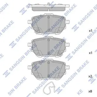 SP4537 Колодки гальмівні дискові (комплект 4 шт) Hi-Q (SANGSIN) підбір по vin на Brocar