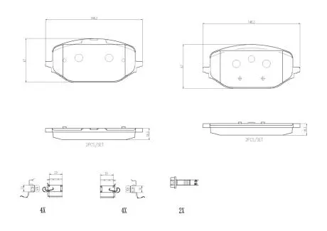 P61142 Комплект гальмівних колодок з 4 шт. дисків BREMBO подбор по vin на Brocar