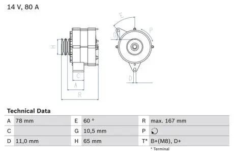 0986034120 Генератор BOSCH підбір по vin на Brocar