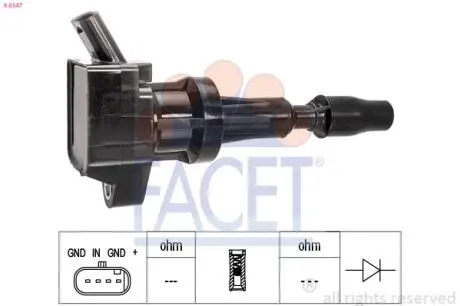 96547 Котушка системи запалювання FACET подбор по vin на Brocar