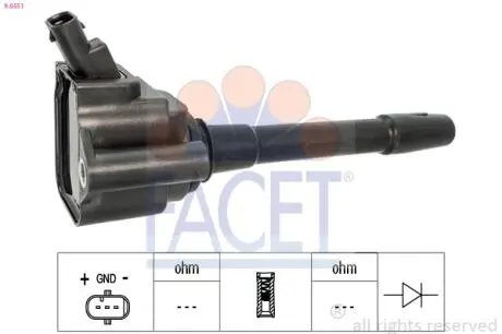 96551 Котушка системи запалювання FACET подбор по vin на Brocar